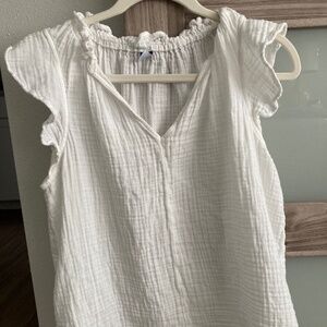 White, Gauze, Old Navy, Flutter Sleeve Top